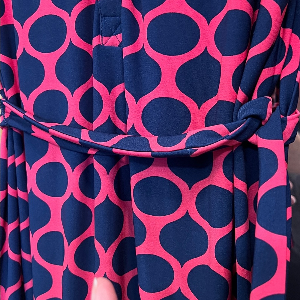 Diane Von Furstenberg Pink and Navy Circle Dress - Picture 6 of 11